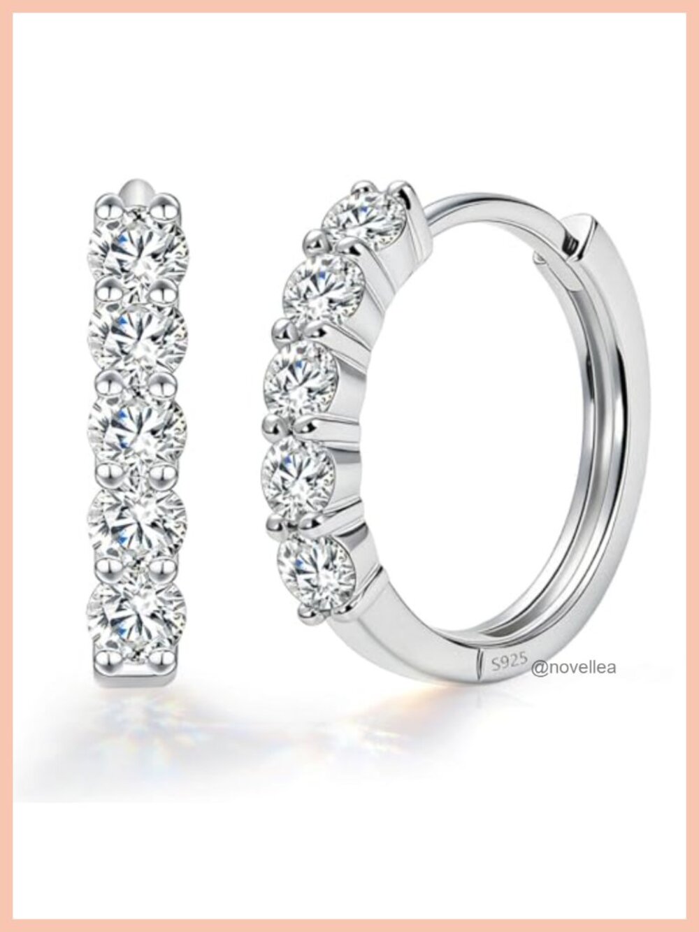 925 Sterling Silver Moissanite 14K White Gold Plated Huggie Hoop Earrings